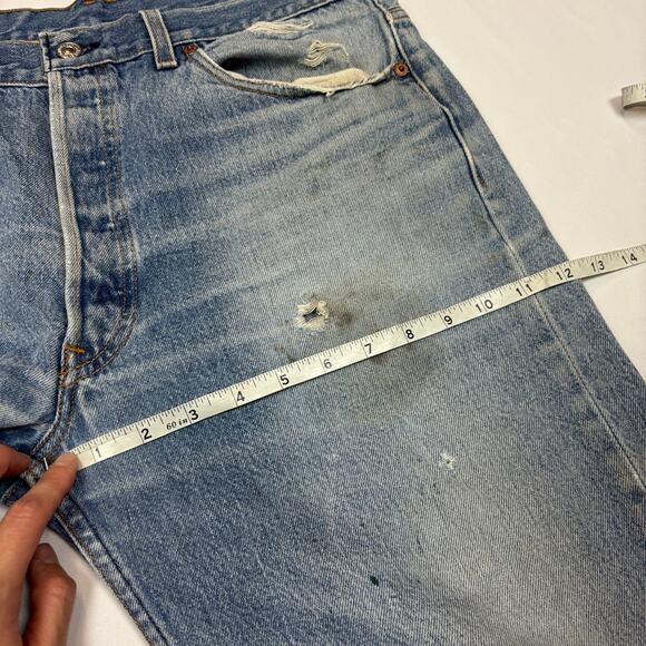 Vintage 90s Levi's 501 Straight Leg Jeans Made in USA 35x28.5 Distressed - Picture 7 of 12